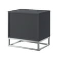thumbnail image 5 of Nicole Miller Side Table Nightstand Varelli 2 Drawers Chrome Metal Handle/ Base, Dark Grey/Chrome, 5 of 9