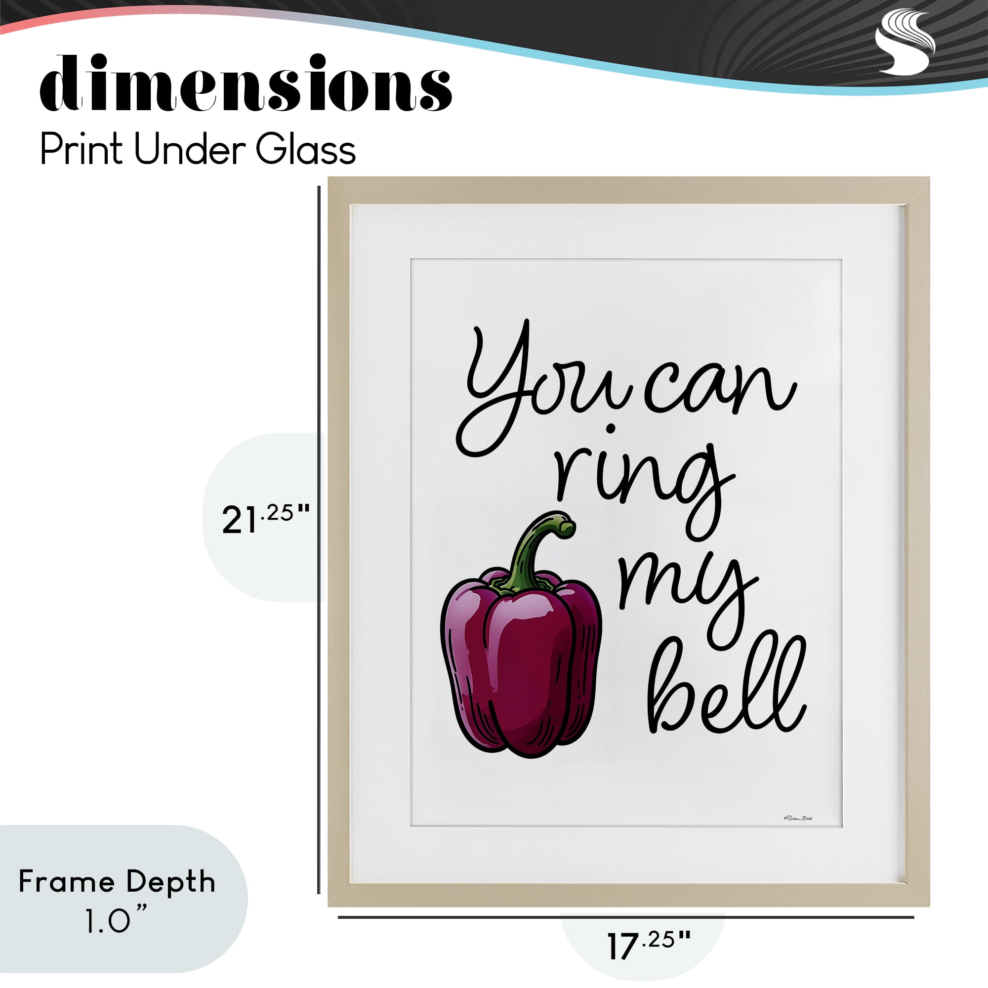 Stupell Industries Ring My Bell Pepper Birch Framed Print Under Glass, design by Susan Ball