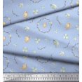 thumbnail image 3 of Soimoi Blue Poly Georgette Fabric Wreath & Bird Printed Craft Fabric by the Yard 52 Inch Wide, 3 of 5