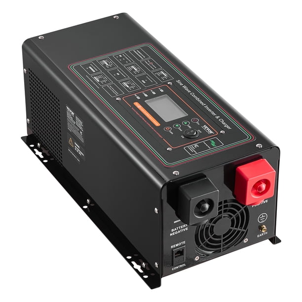 VEVOR Inversor de onda sinusoidal pura de 2000 W, cargador, inversor de corriente de 12 V CC a 120 V CA