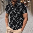 thumbnail image 4 of Mens Sweatpants for Short Men Lapel Button Non Positioning Printed Short Sleeve Pullover Casual Summer Top, 4 of 5