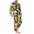 thumbnail image 3 of Kll Green Mushroom Sleepwear Mens Flannel Pajamas,Long Cotton Pj Set, 3 of 9