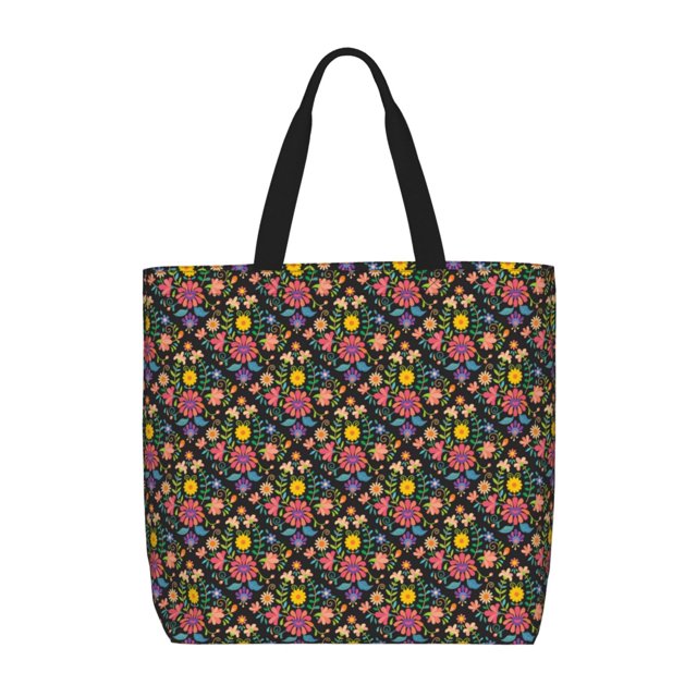 Balery Mexican Folk Art Floral Bolsa de Mano para Mujeres con Cremallera, Bolsa de Gimnasio con Compartimentos, Bolsa para Laptop, Bolsa para Trabajo