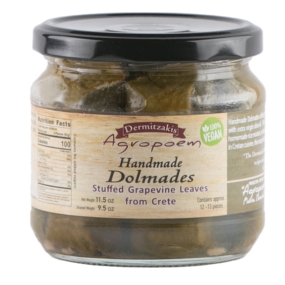 Handmade Dolmades Stuffed Grapevine Leaves- Vegan - Agropoem