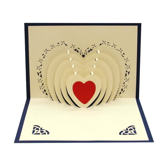 Heart Pop Up Card, Valentines Day Pop Up Card, Mothers Day Card, Anniversary Card, Wedding Card, 3D Love Heart Card With Envelope for Valentine's day (3D Love Heart, Blue)