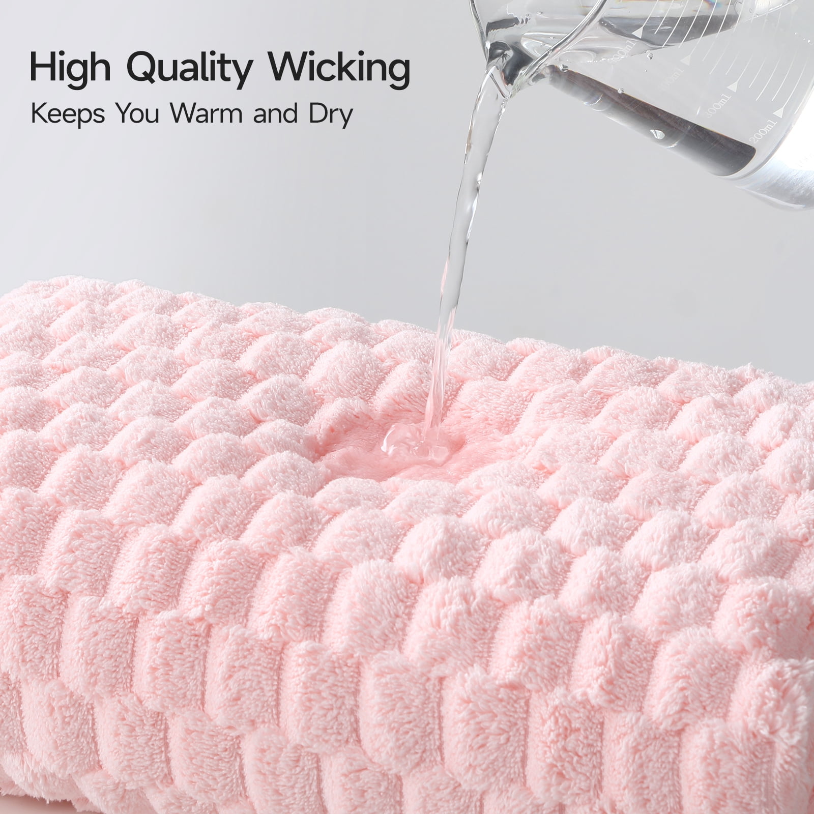 REDKISS 4-Pack Microfiber Bath Towels, 27x54 Quick Dry Waffle Towels Set. Pink Cloud Texture Super Absorbent Bath Towel for Bathroom.