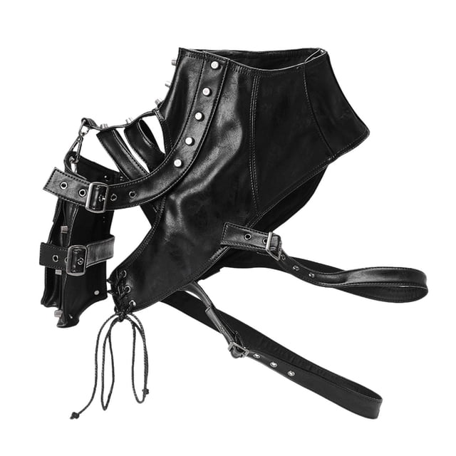 TISHITA Gothic Steampunk Shoulder Bag Comfortable Dressing up Metal Rivets for Women Glossy Black