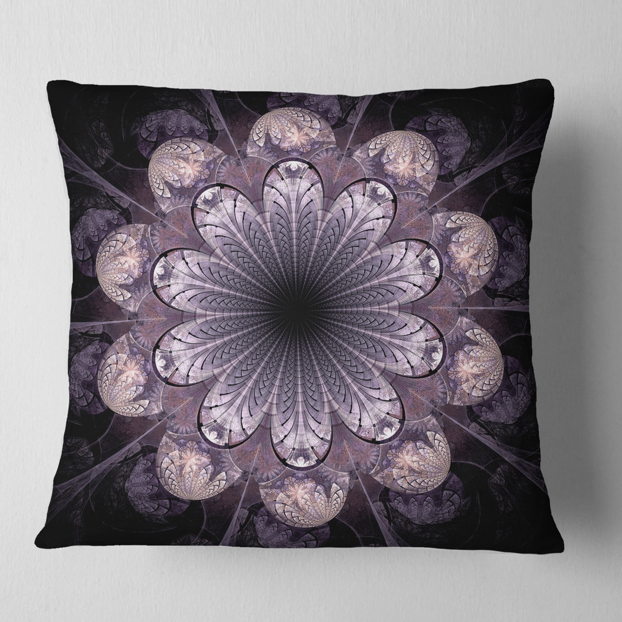 Designart Dark Pink Fractal Flower Pattern - Abstract Throw Pillow - 16x16