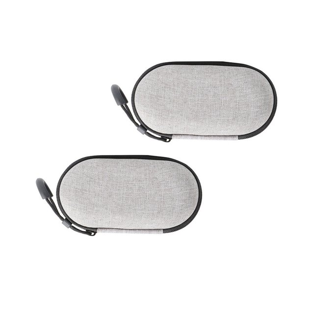 2Pcs EVA Round Square Oval Portable Wireless Earphones Zipper Storage Bag Case- Oval