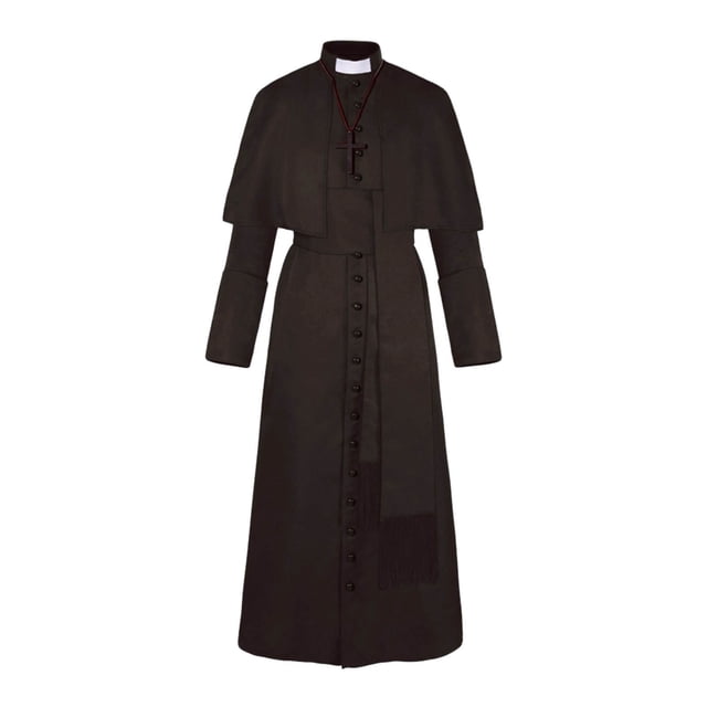 2025 Priest Medieval Retro Gothic Dress for Women Short Cosplay Solid Color Gothic Clothes Aesthetic Button Masquerade Costume