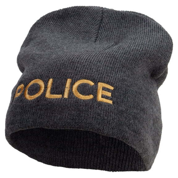 Military Police Embroidered Big Size 8 Inch New Solid Color Short Beanie - Charcoal XL-3XL