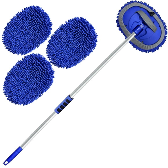 Wontolf Cepillo de Lavado de Autos de 62 '' con Mango Largo Kit de Trapeador de Lavado de Autos de Microfibra de Chenilla Manopla Kits de Limpieza de Cepillos para Lavado de Autos Kits de Cuidado del