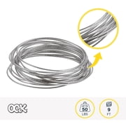 Ook Hanging Wire, 9 ft, 50 lbs, Satinless Steel, Plastic Coated, Silver