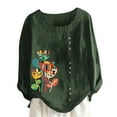 thumbnail image 1 of Pompotops Mode Femmes Décontracté Bouton Imprimé Floral Manches Courtes T-Shirt Blouse Hauts Liquidation, 1 of 5