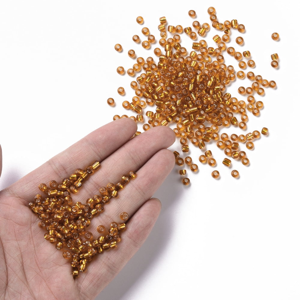 6/0 Glass Seed Beads Silver Lined Round Hole Round Dark Goldenrod 4mm Hole: 1.5mm about 6639 pcs/pound