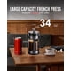 thumbnail image 2 of BAYKA Cafetera de prensa francesa de 34 onzas y 1 litro, prensa de café de acero inoxidable de vidrio de borosilicato espesado resistente al calor, cafetera en frío, prensa de té para cocina, viajes,, 2 of 5