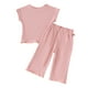 thumbnail image 3 of Odeerbi 6M-4Y Conjunto de Verano Para Niñas de Manga Corta de Algodón Con Ribete de Lechuga Pantalones Anchos Conjunto de Dos Piezas, 3 of 8