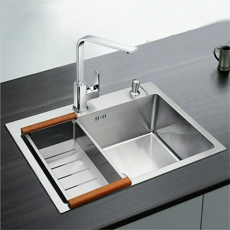 Single Basin Classroom Sink - 23.62'' Stainless Steel Handmade Top Mount Single Bowl Basin Kitchen Sink Home