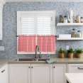 thumbnail image 6 of Half Window Curtains 24 Inches Long, Red White Plaid Window Treatment Curtain Drapes, Modern Farmhouse Buffalo Check Gingham Short Curtains Tiers for Kitchen Over Sink, 27.5"x24", 2 Panels, 6 of 7