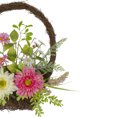 thumbnail image 3 of Northlight Chrysanthemum and Daisy Twig Basket Wreath Spring Decor, Pink and Yellow 17", 3 of 4