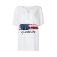 thumbnail image 6 of Mifsaly Independence Day Tops for Women 4Th Of July Cotton T-Shirt Henley V Neck Button Closure Short Sleeve Shirt Patriotic Stars and Stripes Print Loose Fit Flowy Top XXL, 6 of 7