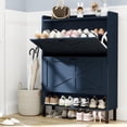 thumbnail image 6 of Vinform Shoe Storage Cabinet with 2 Flip Drawers for Entryway, Farmhouse Wood Shoe Cabinet, Freestanding Narrow Shoe Rack Organizer with Metal Legs for Hallway Living Room (Blue), 6 of 7