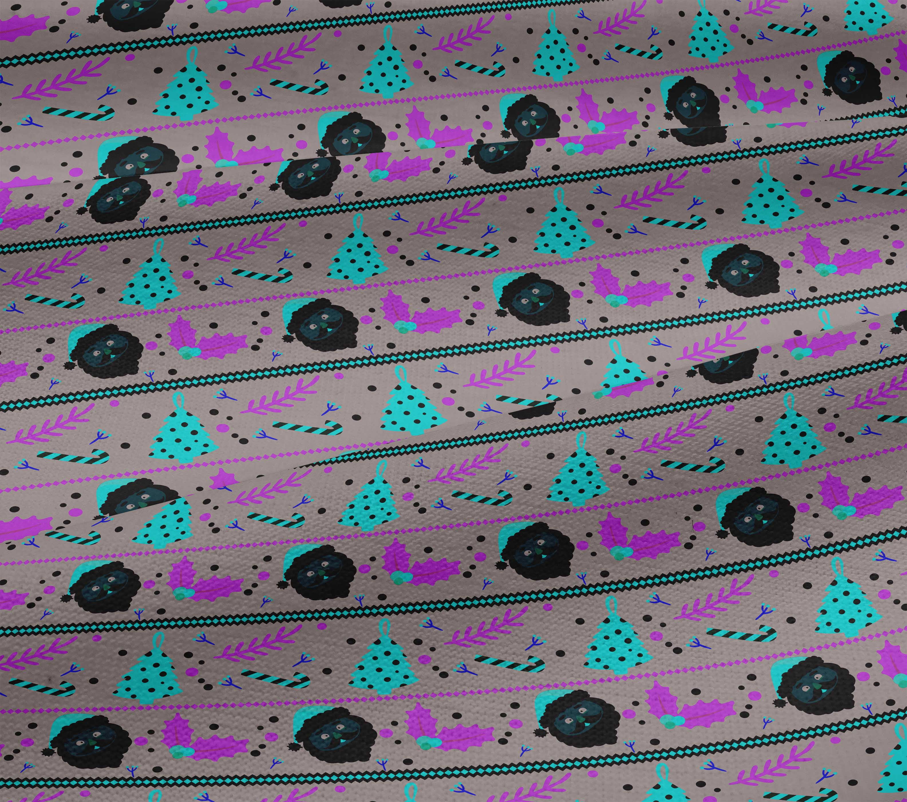oneOone Cotton Jersey Black Fabric Merry Christmas Fabric For Sewing Printed Craft Fabric By The Yard 58 Inch Wide - SP