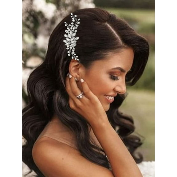 Crystal Bride Wedding Hair Combs Sliver Bridal Hair Piece Pearl Hair Clips Hair Accessories for Women and Girls (Gold)