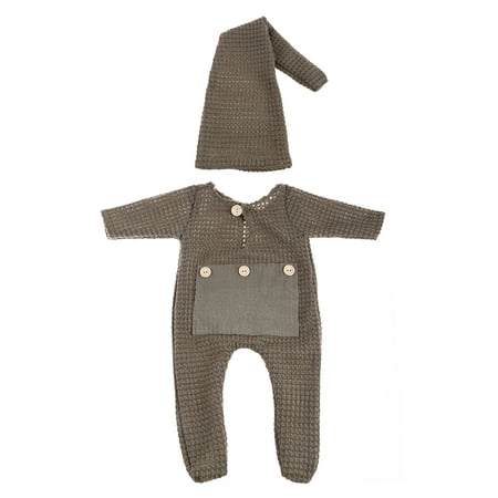 

2 Pcs Newborn Photography Props Crochet Outfit Baby Romper Hat Set Infants Photo Shooting Beanies Cap Jumpsuit Bodysuit Clothing Fotografia Clothes Accesories