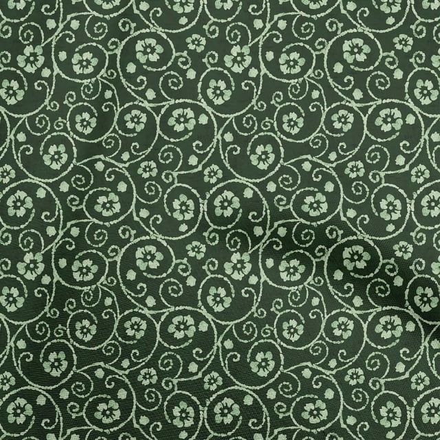 oneOone Cotton Cambric Dark Green Fabric Asian Batik Floral Sewing Craft Projects Fabric Prints By Yard 56 Inch Wide