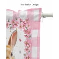 thumbnail image 5 of Easter Rabbit Flower Linen Curtain Valance for Bedroom/Bathroom/Kitchen/Office/Living/Dining Room Windows,Easter Bunny Watercolor Daisy Check Pocket Topper Drapes Decorative Cafe Drapery Panel 60x18, 5 of 6