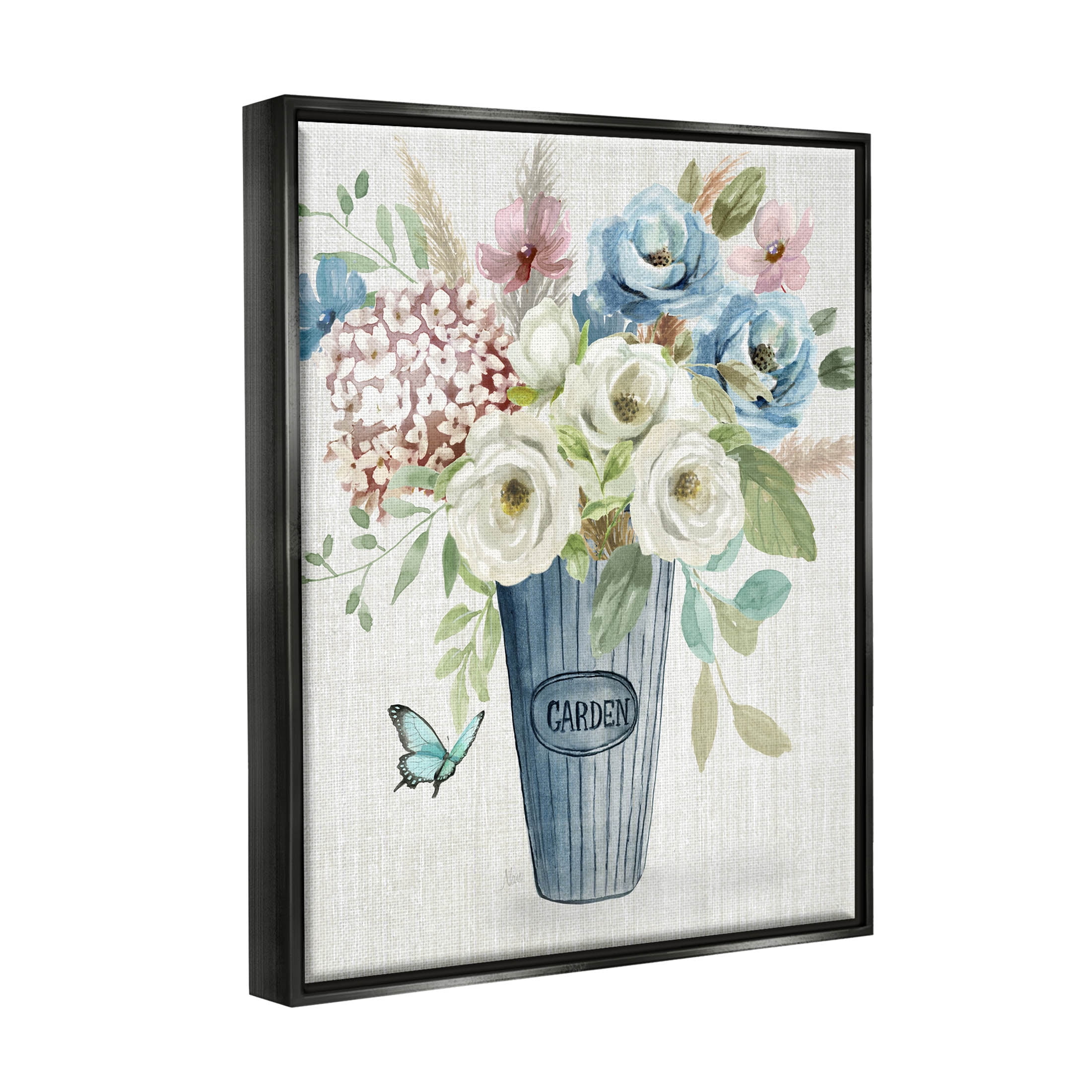 Farmhouse Garden Flower Blooms Botanical & Floral Graphic Art Jet Black Framed Art Print Wall Art