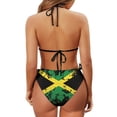 thumbnail image 6 of Chririnla Women's Distressed Jamaica Flag Halter Bikini Set - Sexy Two-Piece Triangle Swimsuit with Tie Side Bottoms for Beach Vacation & Pool Party, 6 of 9