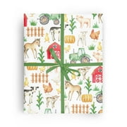 REVEL & Co PresNok Baby Farm Animals Folded Wrapping Paper with Cow, Horse, Sheep, Goat, Pig, Duck, Chicken, Tractor, and Barn, 2 Feet x 10 Feet Easy to Store Folded Wrapping Paper