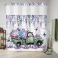thumbnail image 6 of No Hook Shower Curtain, Purple Flowers Shower Curtains for Bathroom with See Through Top Window, Weeping Spring Floral Truck Butterfly Wooden Waterproof & Washable Bath Curtain Standard 72"x72", 6 of 9