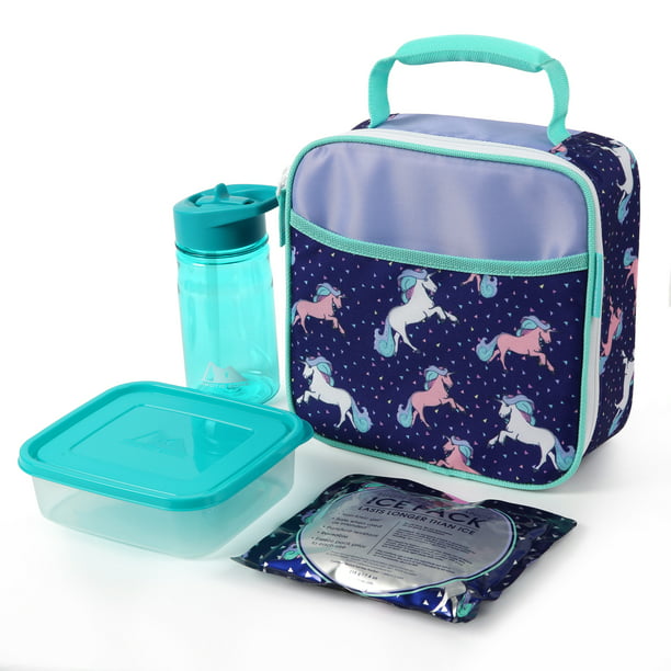 Arctic Zone Reusable Lunch Box Combo Kit with Accessories, Green Geometric  Shapes 
