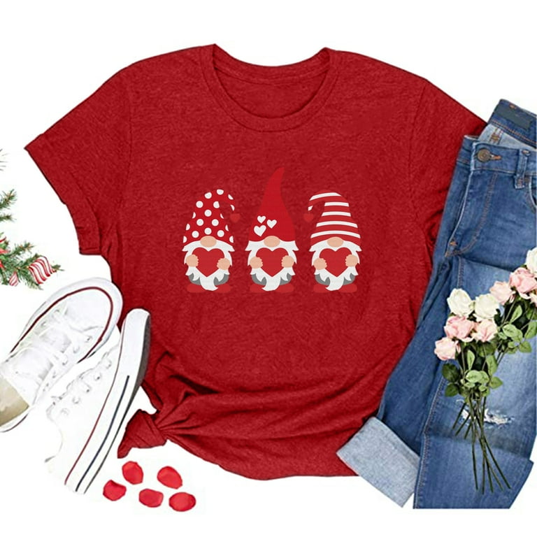 HSMQHJWE Playeras De Mujer De Moda En Oferta Summer Shirts For Women Cute Love Short Print T Shirt Women S Sleeve Women S Blouse Oversized Tunic Tops