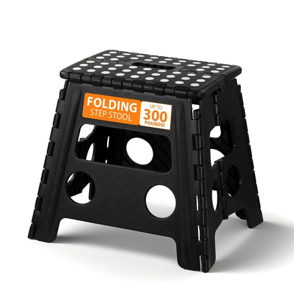 GARITIN Folding Step Stool with Handle, 12.6"H Non-Slip Foldable Stool for Adults or Kids, Holds up to 300 lbs, Collapsible Step Stool for Kitchen, Bathroom