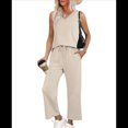 thumbnail image 3 of Conjuntos de Dos Piezas para Mujer, Conjuntos de Verano, Conjuntos de Estar por Casa, Blusas de Cuello Alto, Pantalones Cortos de Pierna Albaricoque XXL, 3 of 8