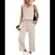 thumbnail image 3 of Conjuntos de 2 Piezas para Mujer, Conjuntos Verano, Conjuntos Estar por Casa, Blusas Cuello Alto, Pantalones Cortos Pierna , Conjuntos de Viaje para Vacaciones Albaricoque M, 3 of 8
