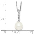 thumbnail image 3 of 925 Sterling Silver Cable Pearl Necklace Chain 7-8mm White FWC CZ 17 inch 8 mm, 3 of 4