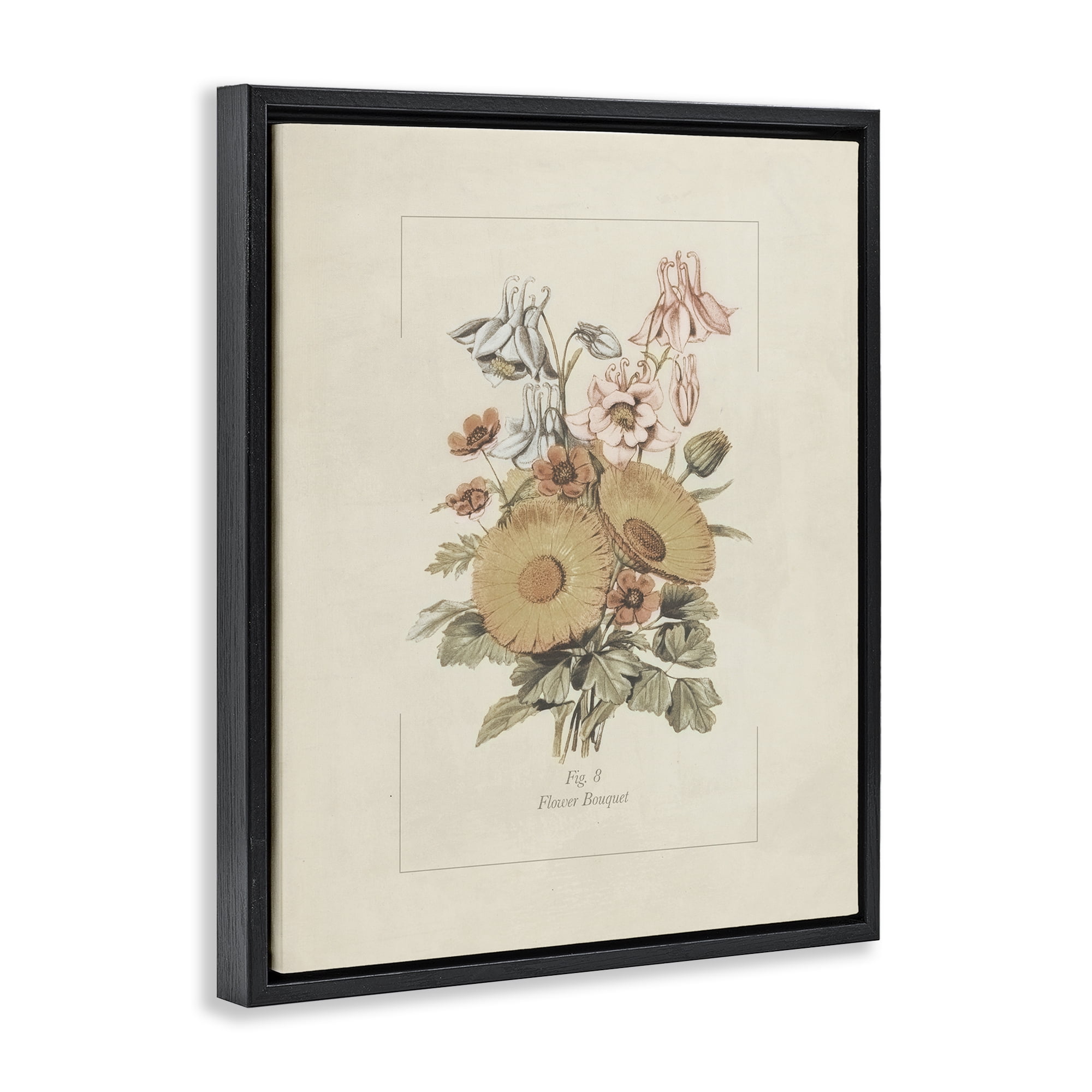 Stupell Industries Flower Bouquet Vintage Garden Black Framed Floater Canvas Wall Art, design by Dan Meneely