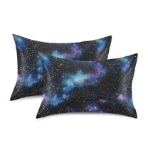 Yayeee Pillowcase Queen Size Set of 2 Satin Wrinkle Resistant Envelope Pillow Case, Watercolor Galaxy