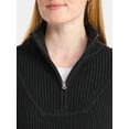 thumbnail image 4 of Time and Tru Women's Half Zip Pullover Sweater, Midweight, Sizes XS-XXXL, 4 of 5