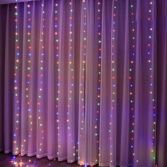 Guirnalda de cortina de luces navideñas, adornos navideños para el hogar, regalos de Navidad, decoración de Año Nuevo, 2024