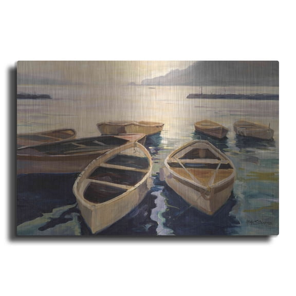 Luxe Metal Art 'Sunset Marina' by Allayn Stevens, Metal Wall Art, 24"x16"