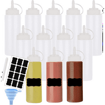 12 Pack 8 oz Squeeze Bottle, Condiment Dispensers, Plastic Squeeze Bottle for Sauce, BBQ, Dressing