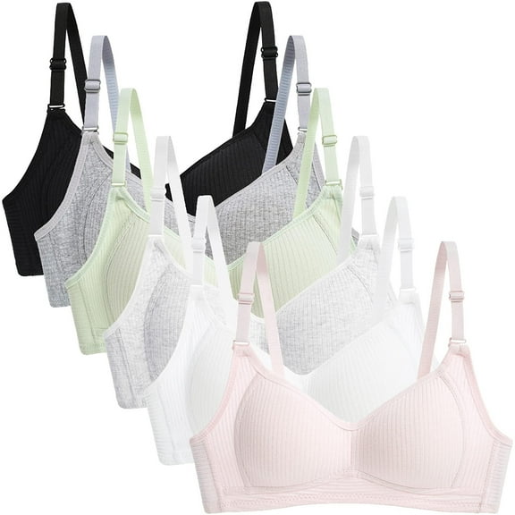 Girls Training Bra Teen Lightly PaddedThin Cotton Breathable No Wire Bras for TeensAdjustable A-Cup