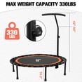 thumbnail image 2 of ADVWIN 50" Bungees Rebounder Trampoline for Adults,  Indoor Workout, Max Limit 330lbs, Orange, 2 of 8