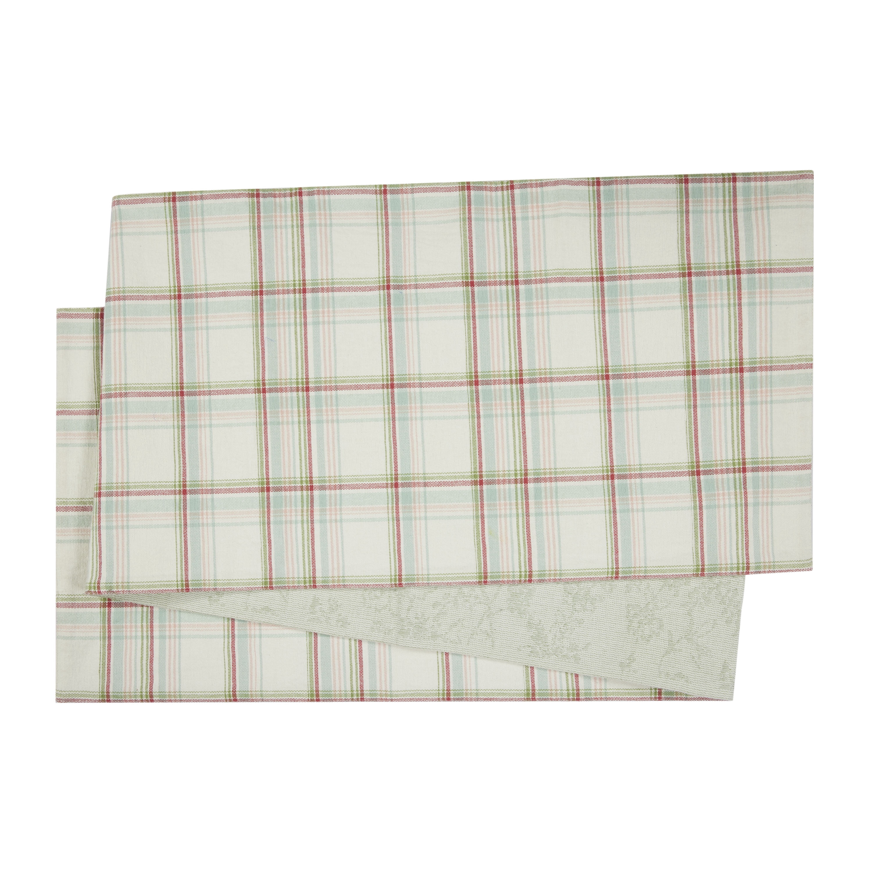 Holiday Plaid Jacquard 13" x 90" Reversible Table Runner - 100% Cotton, Multi-Color